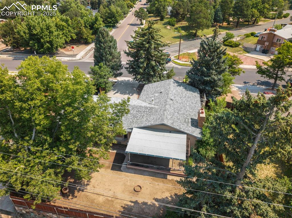Image 28 of 35: Aerial view of property and surrounding area