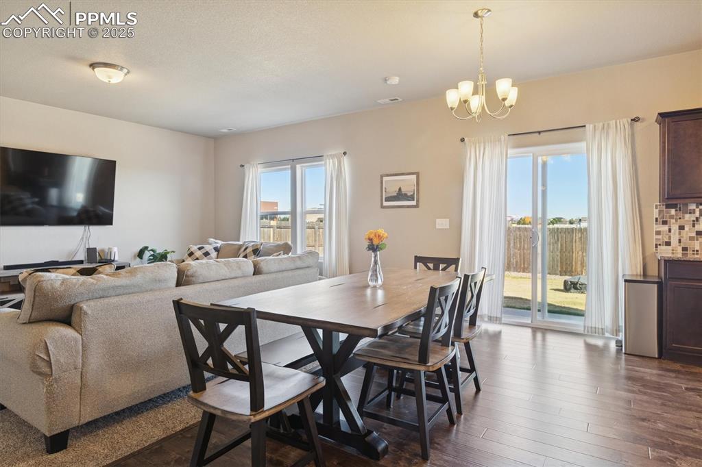 Image 19 of 45: Dining space featuring plenty of natural light, dark wood-type flooring, an