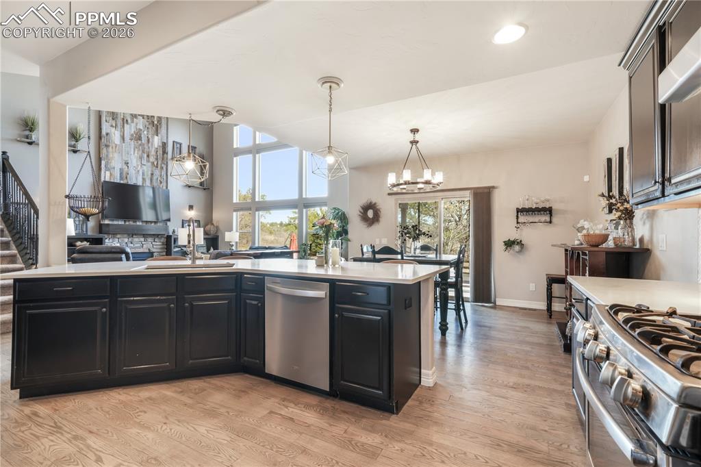 Image 10 of 50: Open entry with views to dining room and kitchen and living room