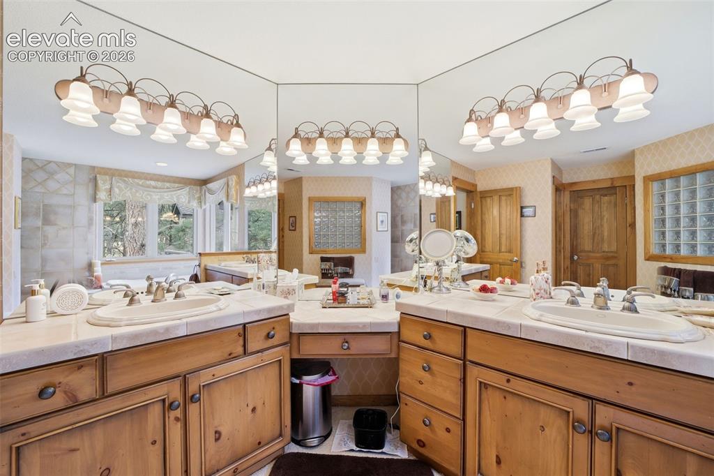 Image 39 of 50: Master Bath Dual Vanity 5 Piece Bath