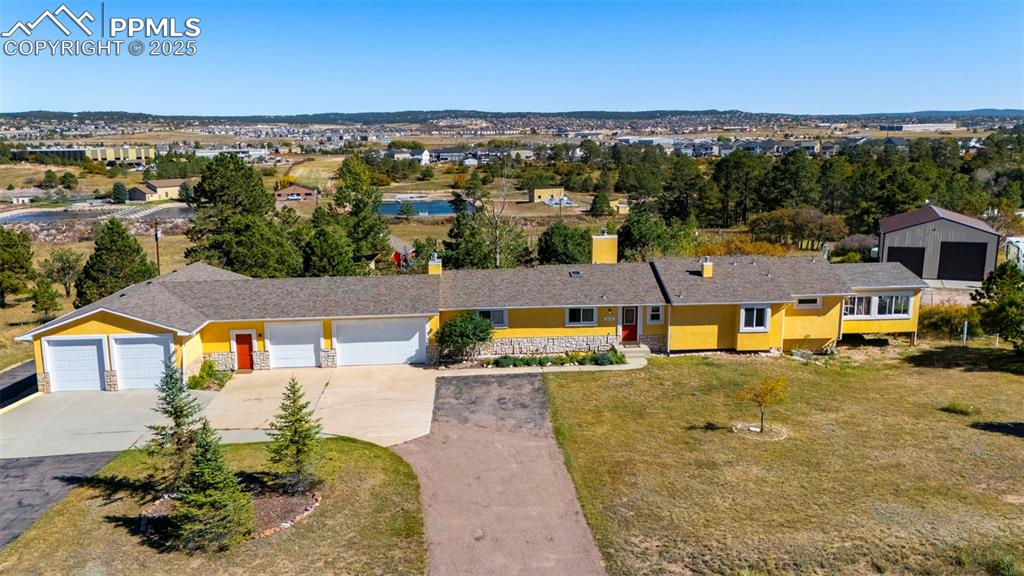 Caption: View from above of property