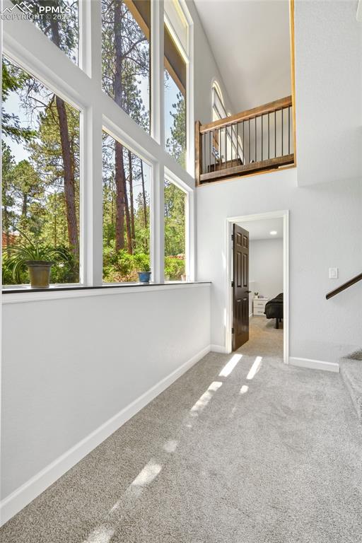 Image 27 of 50: Two story windows let the light in and passive heat in the winter!