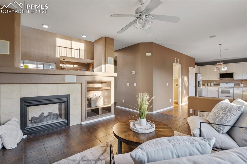 Image 3 of 28: This cozy space is perfect for chilly Colorado evenings.