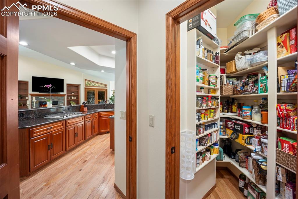 Image 15 of 48: Walk-in pantry and storage area with a sink