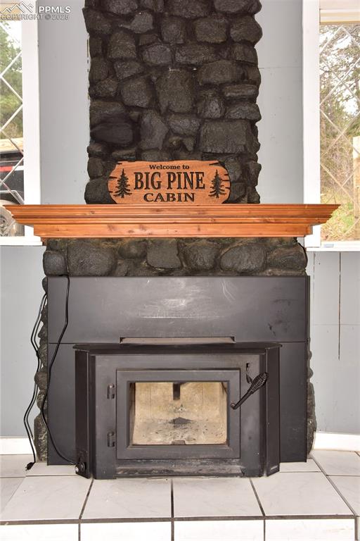 Image 9 of 46: Detailed view of a fireplace
