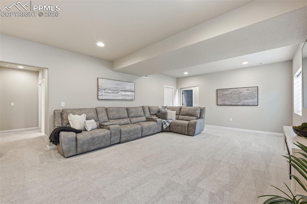 Image 23 of 47: Large rec room with space for all kinds of entertaining