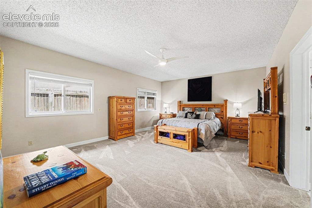 Image 14 of 31: Spacious Primary bedroom featuring newer light gray carpeting, neutral wall