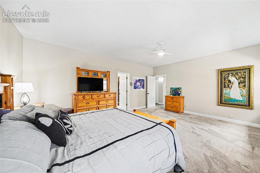 Image 16 of 31: Spacious Primary bedroom featuring high ceilings, light neutral wall paint,