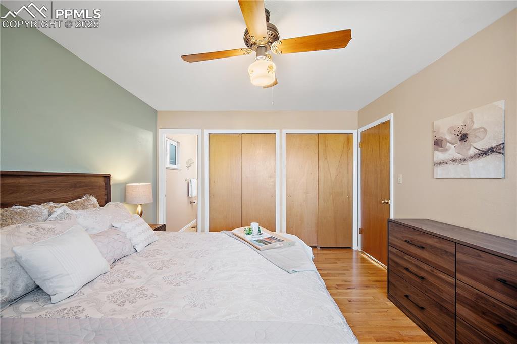 Image 22 of 48: Double closets and attached 3/4 bath. 