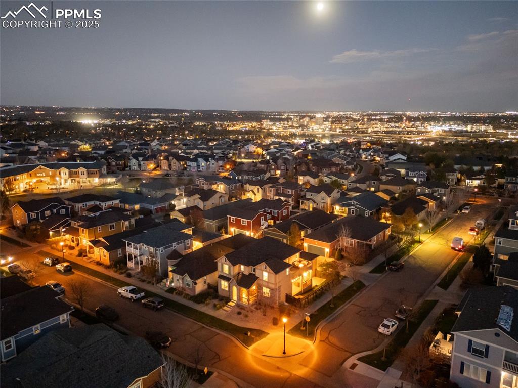 Image 48 of 50: Aerial view at twilight