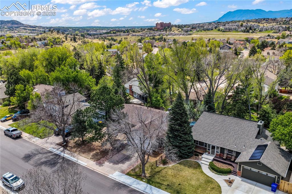 Image 4 of 50: Aerial view front of home