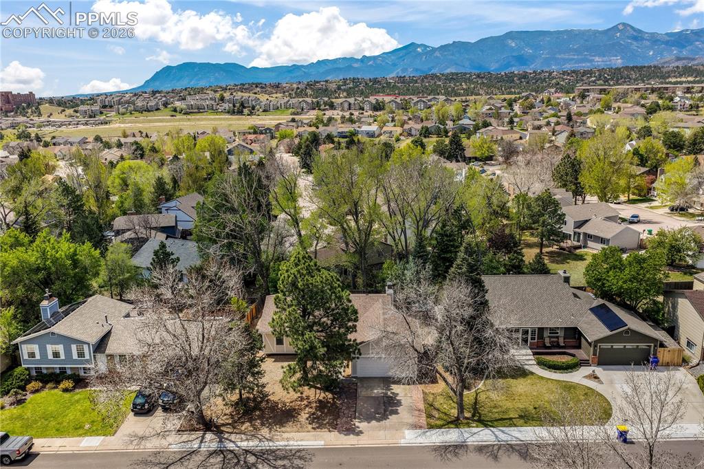 Image 5 of 50: Aerial view front of home