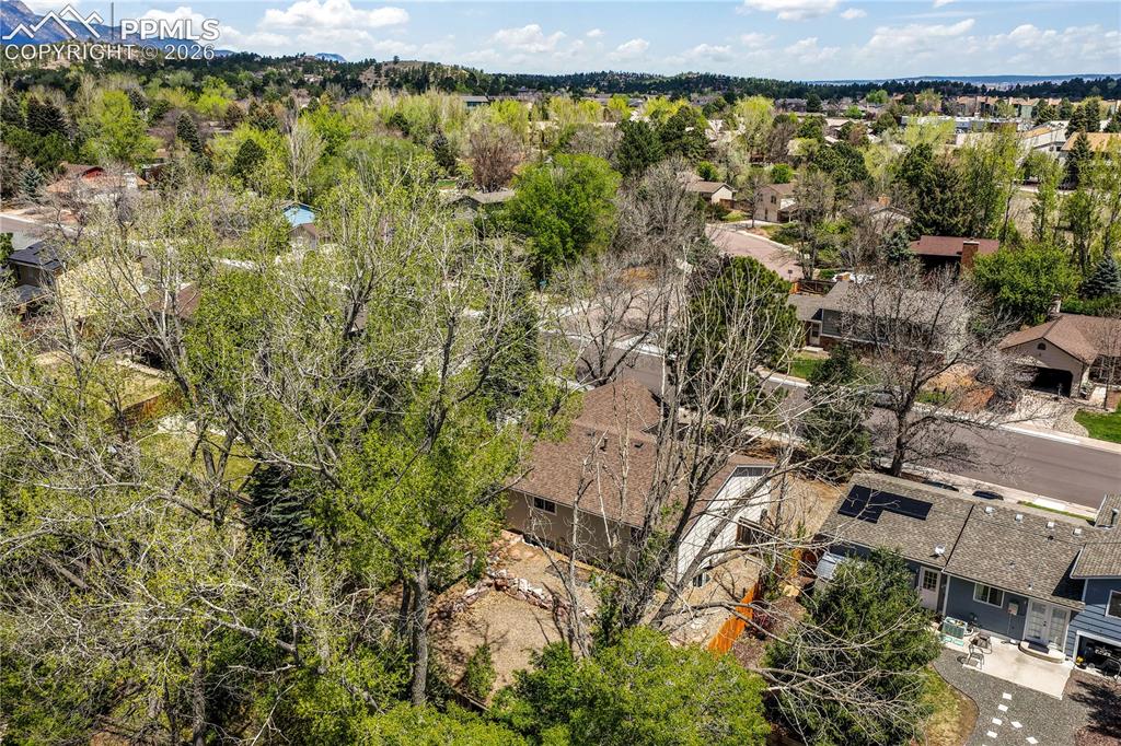 Image 50 of 50: Aerial view of backyard
