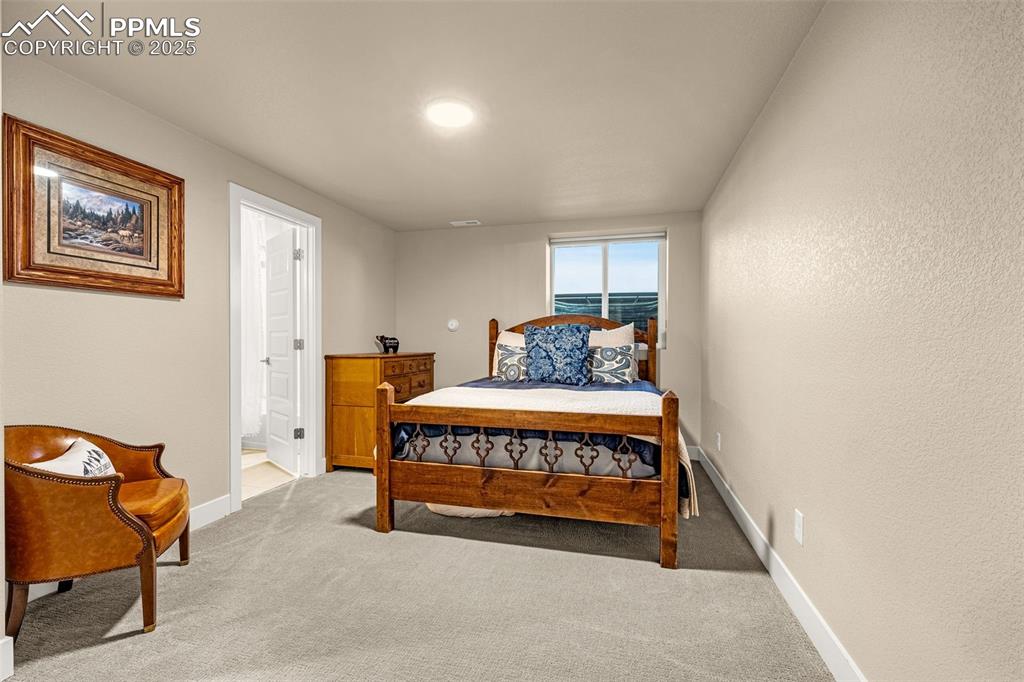 Image 28 of 50: Basement bedroom, adjoins with bathroom and walk-in closet.