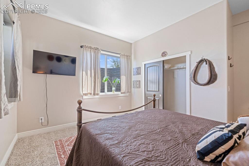 Image 20 of 50: Bedroom with carpet flooring and a closet