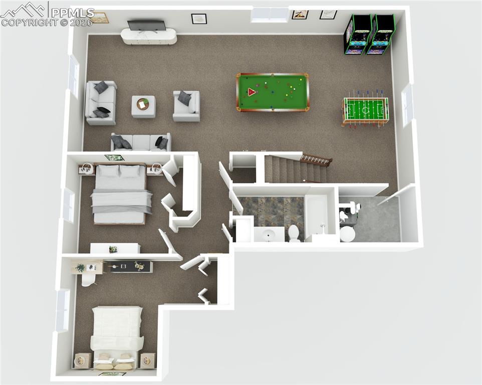 Image 36 of 37: 3-D basement floorplan
