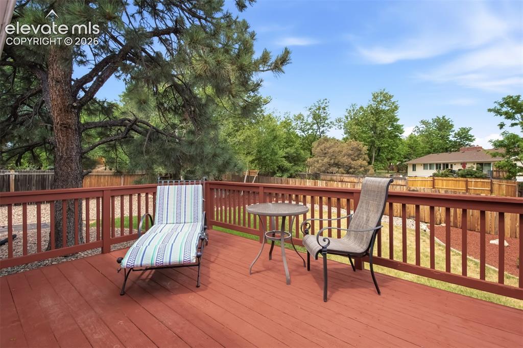Image 10 of 39: Walk out deck off of the kitchen