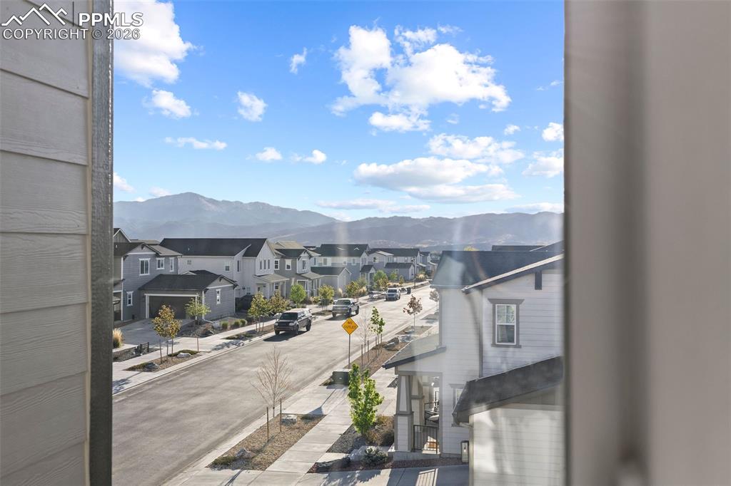 Image 17 of 33: View of Pikes Peak from the primary suite.