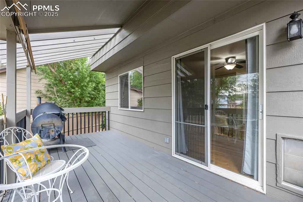 Image 43 of 50: Deck featuring area for grilling