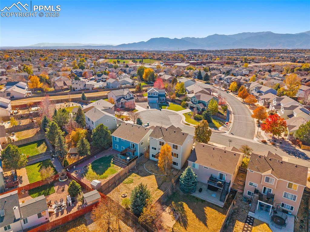 Image 40 of 45: Aerial view of the front range taken from behind the home