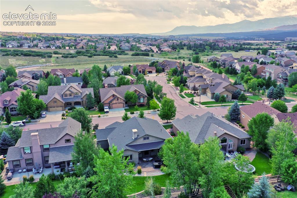 Image 44 of 49: Expansive neighborhood with diverse architectural styles, mature landscapin