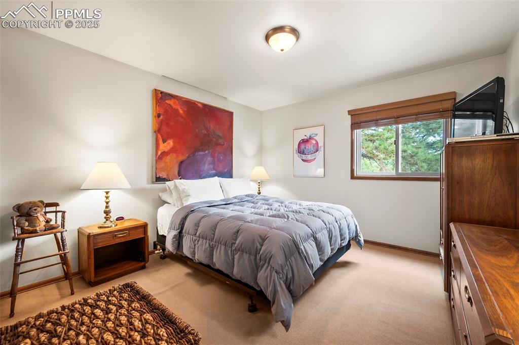 Image 13 of 22: Carpeted bedroom enjoying privacy and natural lighting.