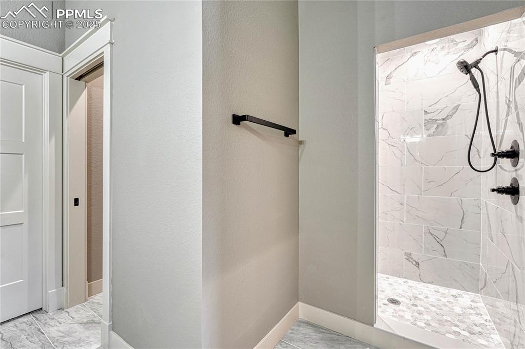 Image 27 of 45: Walk in Shower with rain shower head.