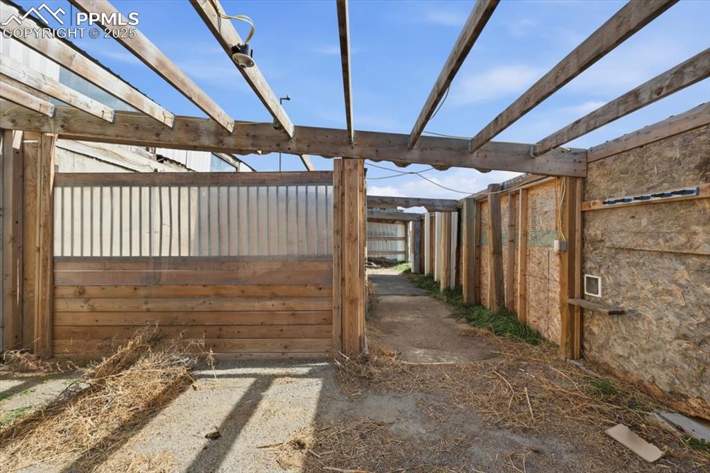Image 40 of 49: Quarantine stalls. Roof being replaced