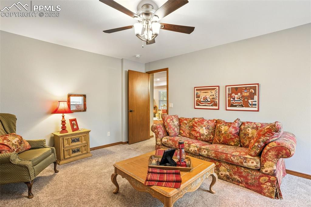 Image 36 of 50: Bed #4 on lower level is warm and bright.  