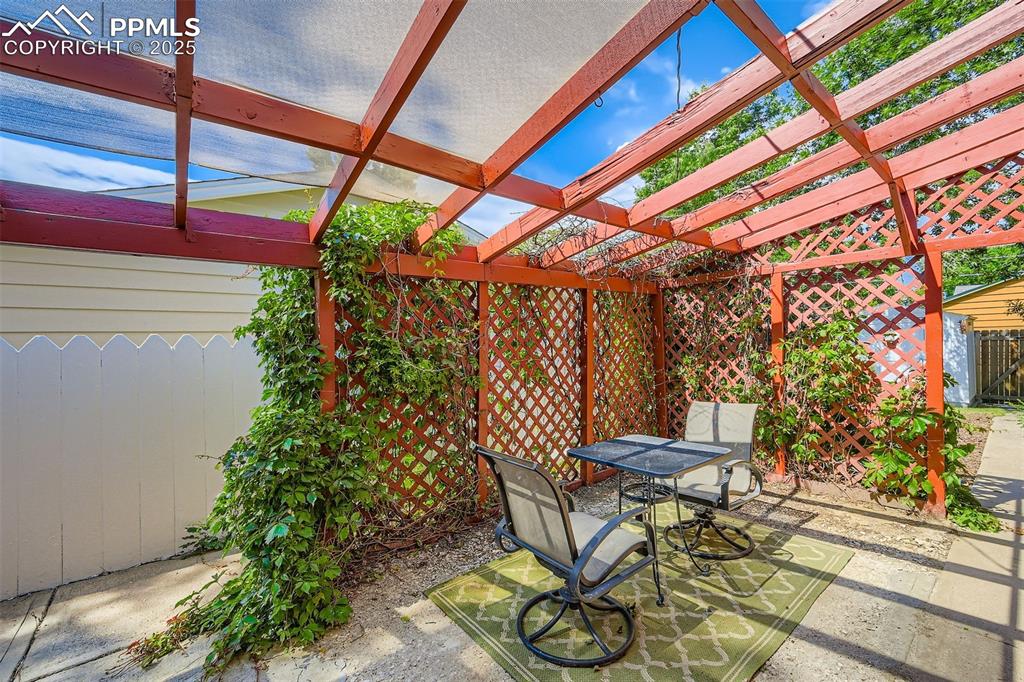 Image 27 of 33: View of patio / terrace featuring a pergola