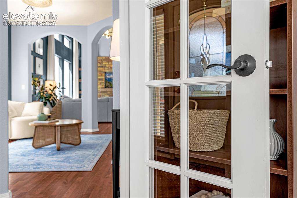 Image 15 of 41: French Doors into the main elevel office