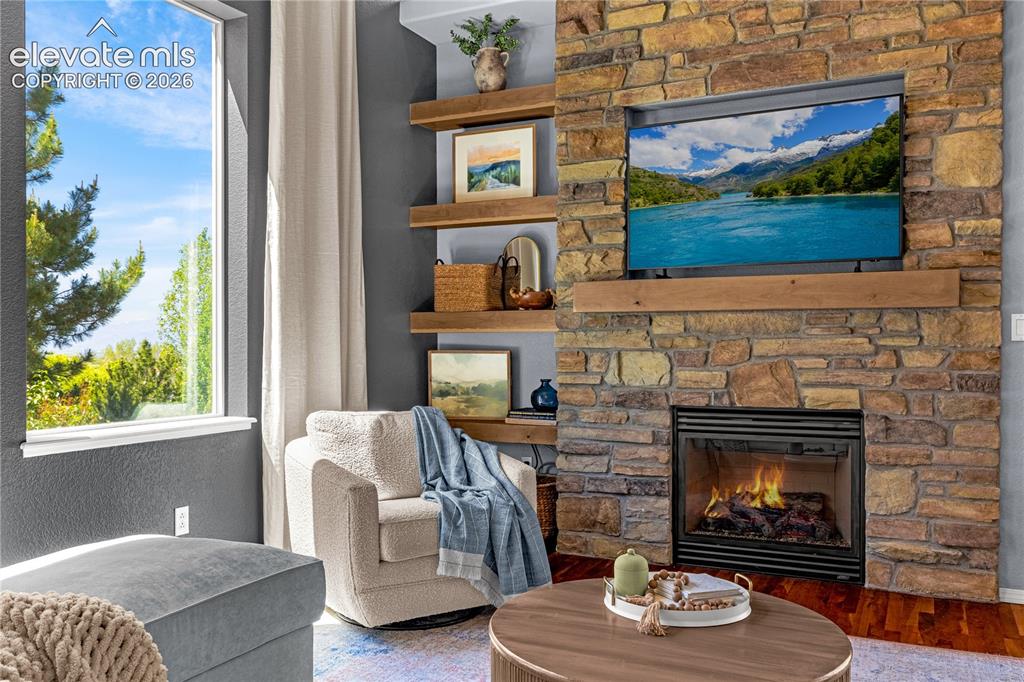 Image 6 of 41: Stone Fireplace in Great Room