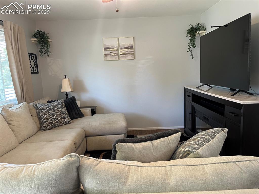 Image 8 of 29: Living room with baseboards