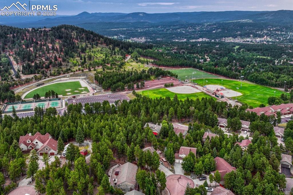 Image 28 of 32: Aerial view of Woodland Park, Meadow Wood Sports Complex and the Front Rang