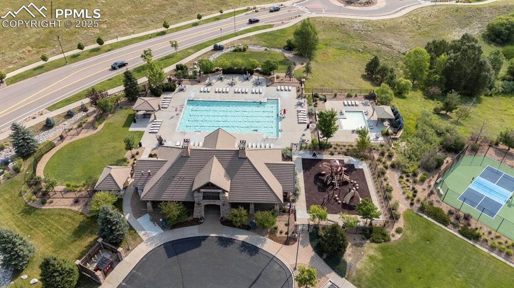 Image 34 of 36: Drone / aerial view of a pool
