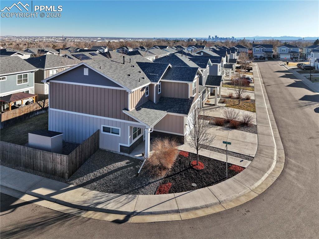 Image 34 of 41: Aerial perspective of suburban area