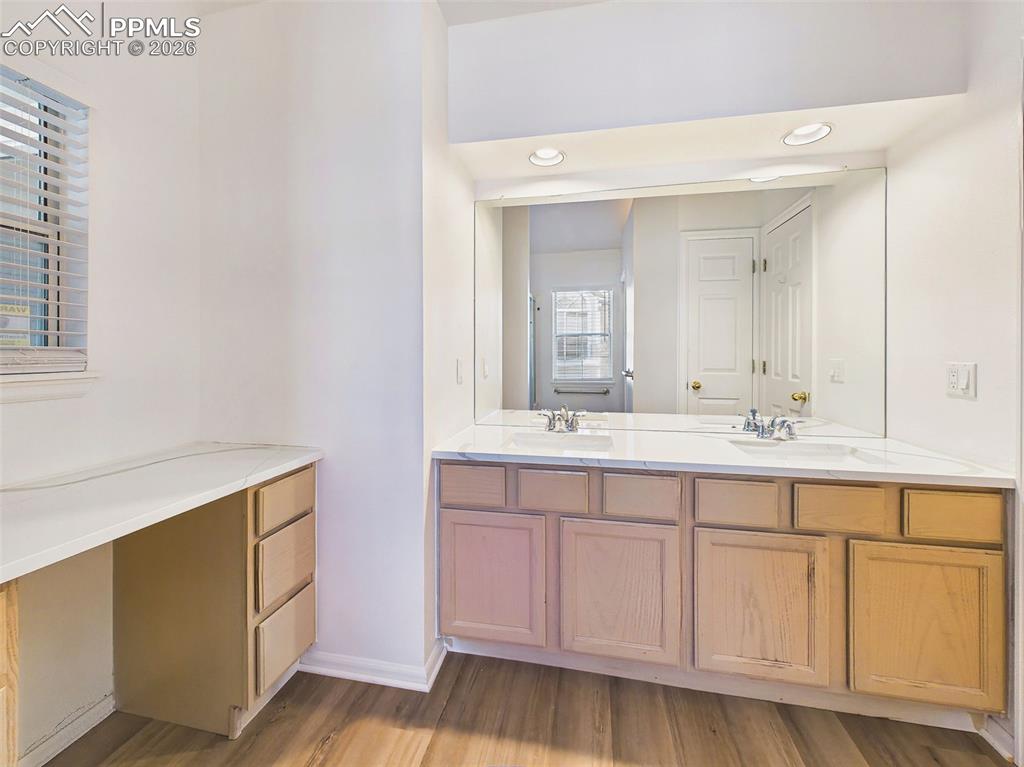 Image 27 of 50: Primary Bathroom Vanity – Spacious dual-sink vanity with extended counterto