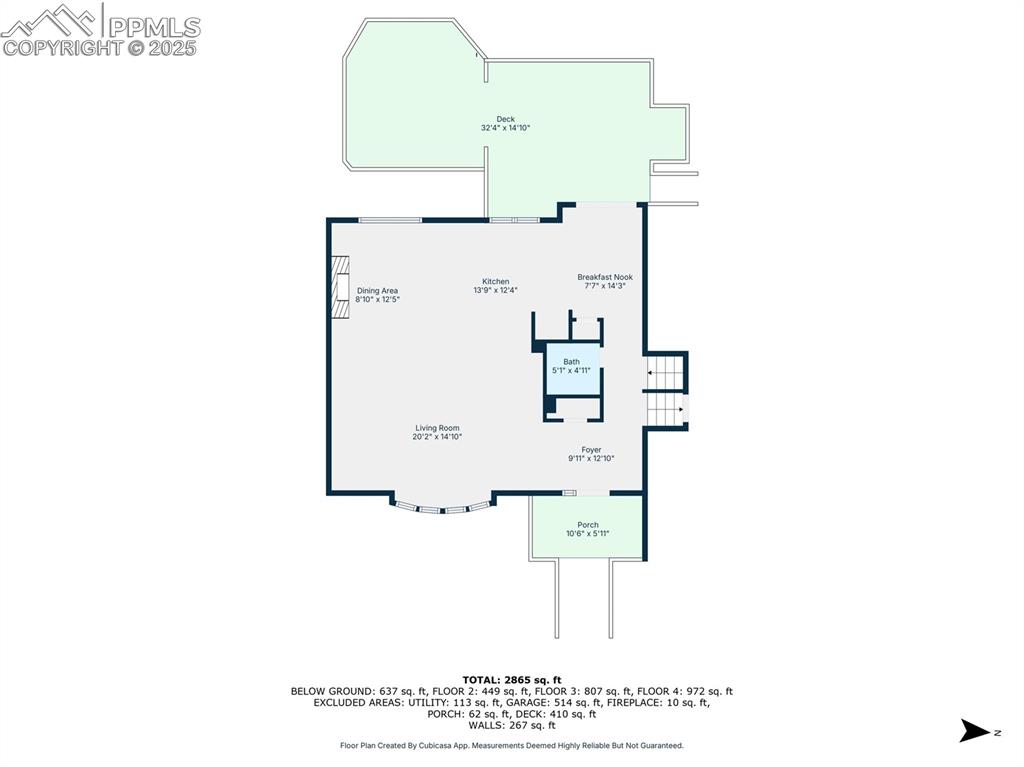 Image 46 of 47: main level and deck off kitchen