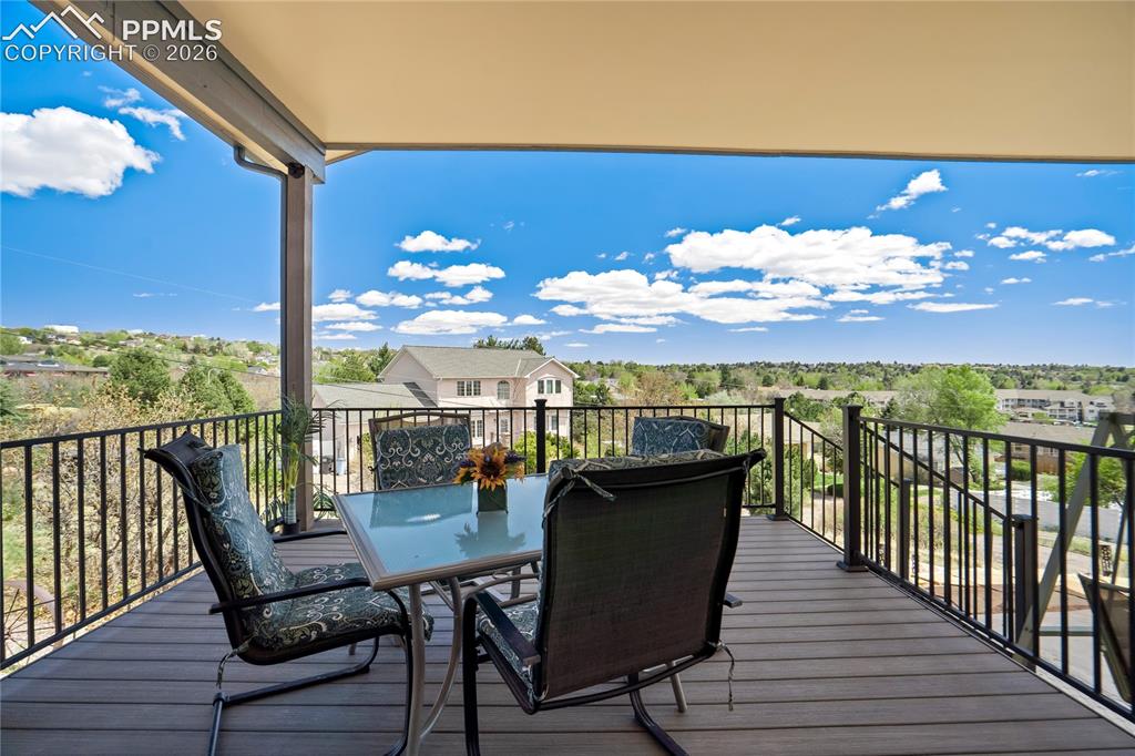 Image 36 of 50: Large 14x17 covered deck with great views