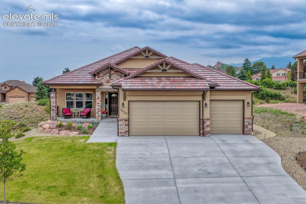 Caption: Mountain Shadows Ranch with finished walk-out basement on a Half Acre