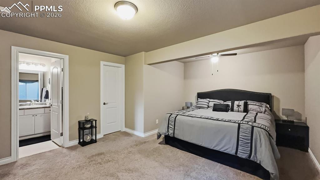 Image 34 of 50: Basement Bedroom Suite and entrance into the adjoining Full Bathroom.