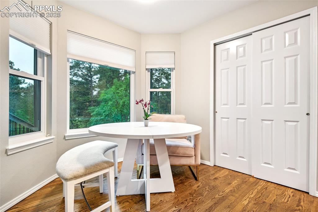 Image 13 of 47: Dining area featuring plenty of natural light and wood finished floors