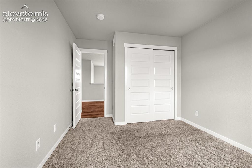 Image 17 of 44: Neutral-toned walls complement the plush carpet flooring
