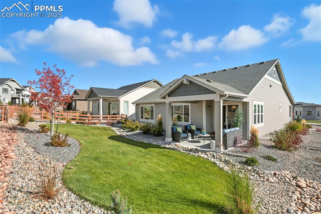 Image 40 of 49: Fully landscaped back yard 