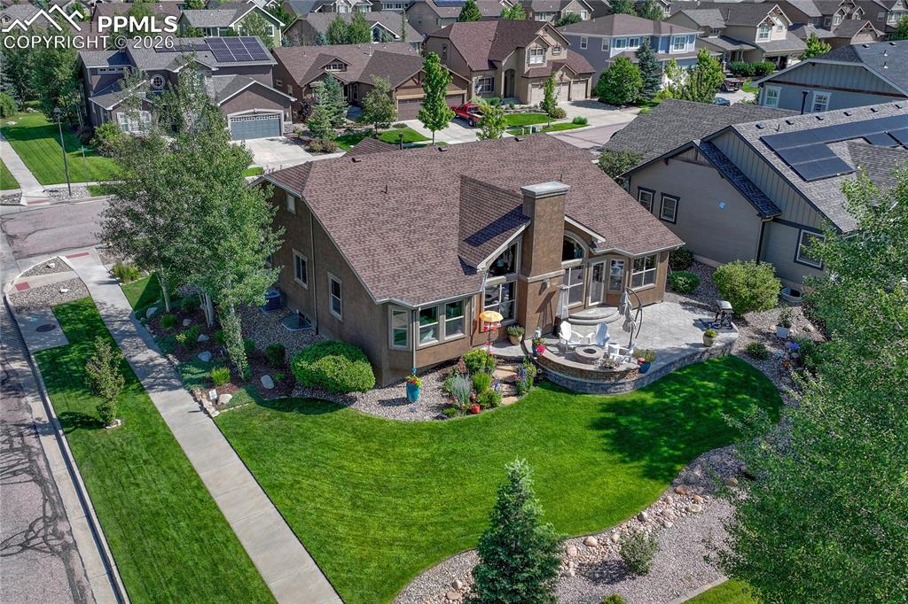 Image 45 of 50: From above, you can appreciate the privacy of this corner lot and the durab