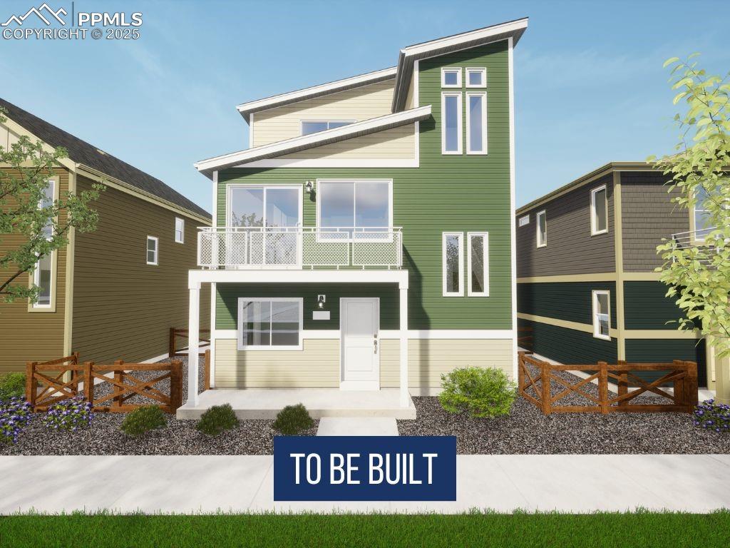 Caption: Contemporary home with a balcony