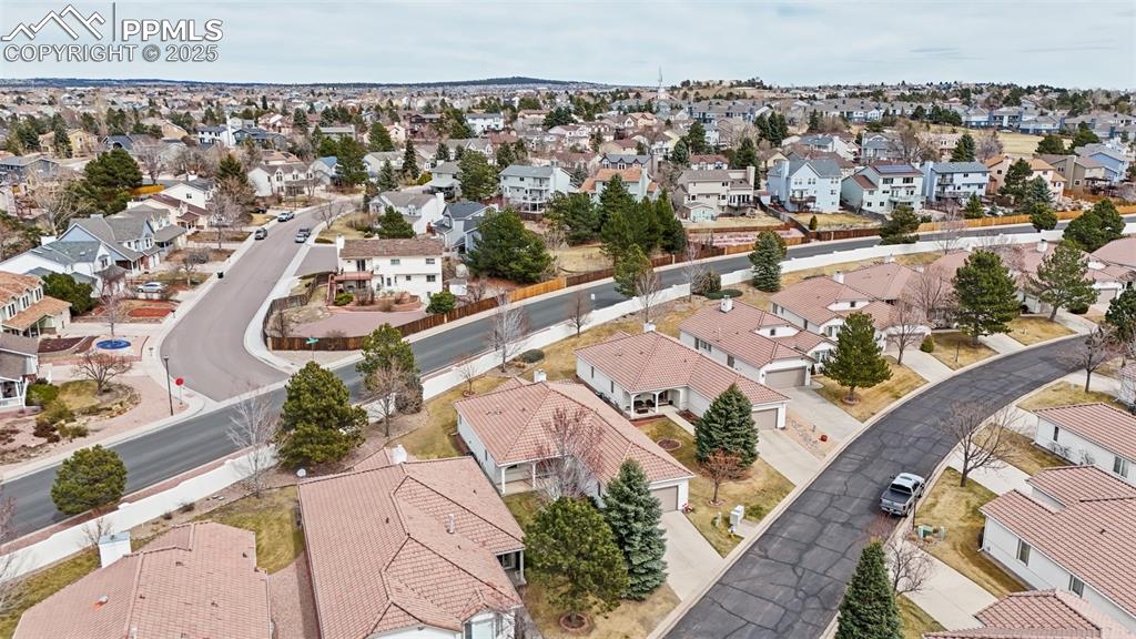 Image 40 of 49: Drone / aerial view with a residential view