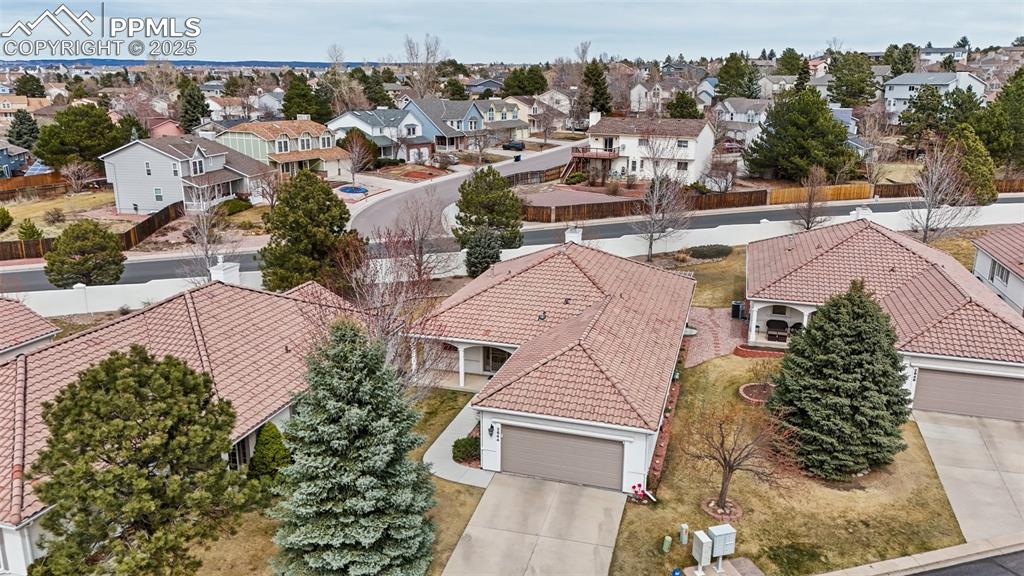 Image 42 of 49: Aerial view with a residential view