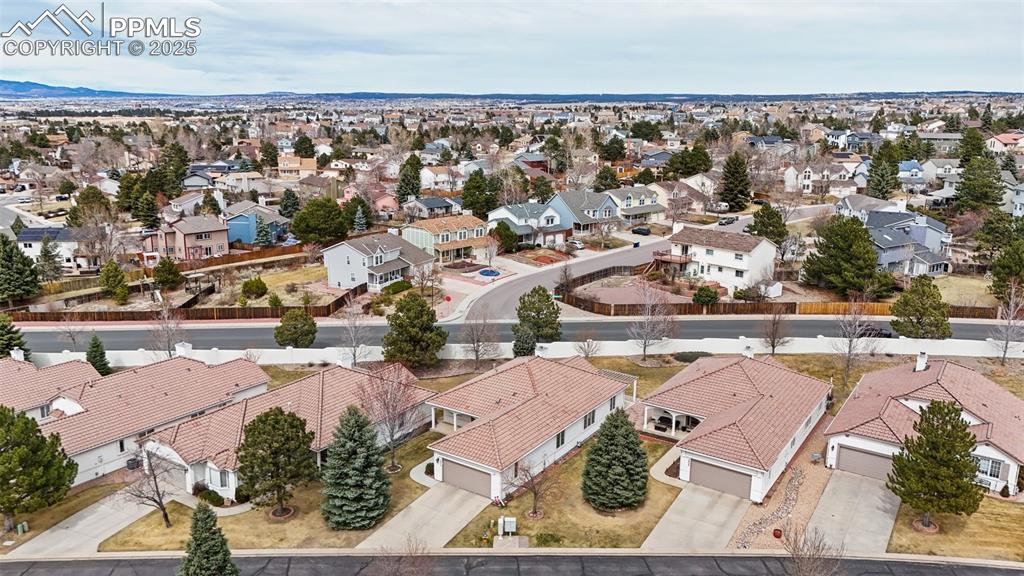 Image 43 of 49: Aerial view with a residential view