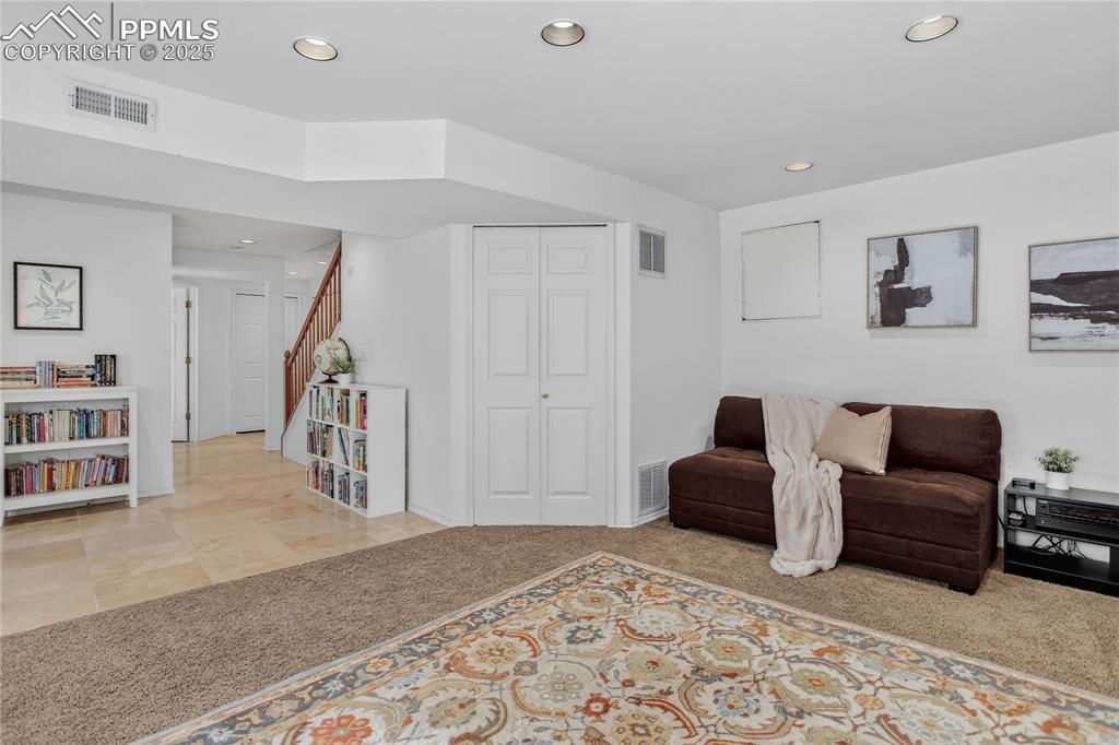 Image 37 of 47: Serene lower level is ideal for reading, movies or taking a nap.